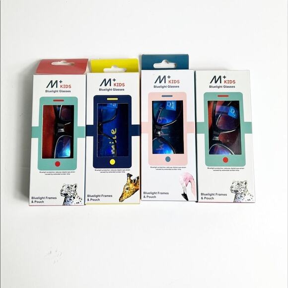 M+ Kids Bluelight Glasses Pouch Reduces Digital Eyestrain Bundle of 4 BRAND NEW - Picture 1 of 5